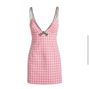 AREA NYC Deco Bow Mini Dress In Pink Multi